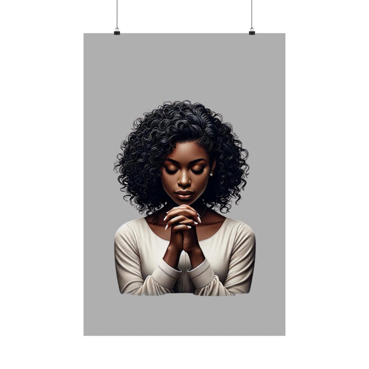 Vertical Posters - Melanated Praying Woman Christian Faith Based Wall Art