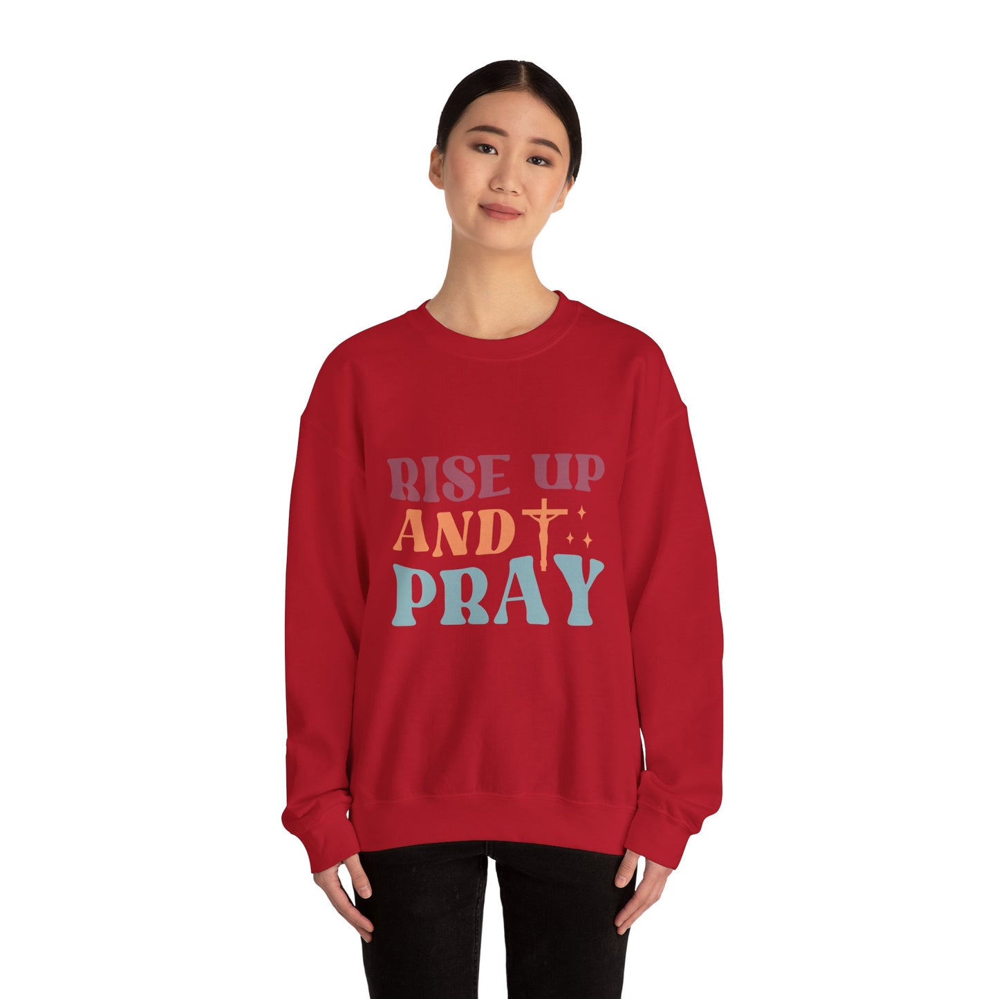 Crewneck Sweatshirt with Rise Up and Pray Quote