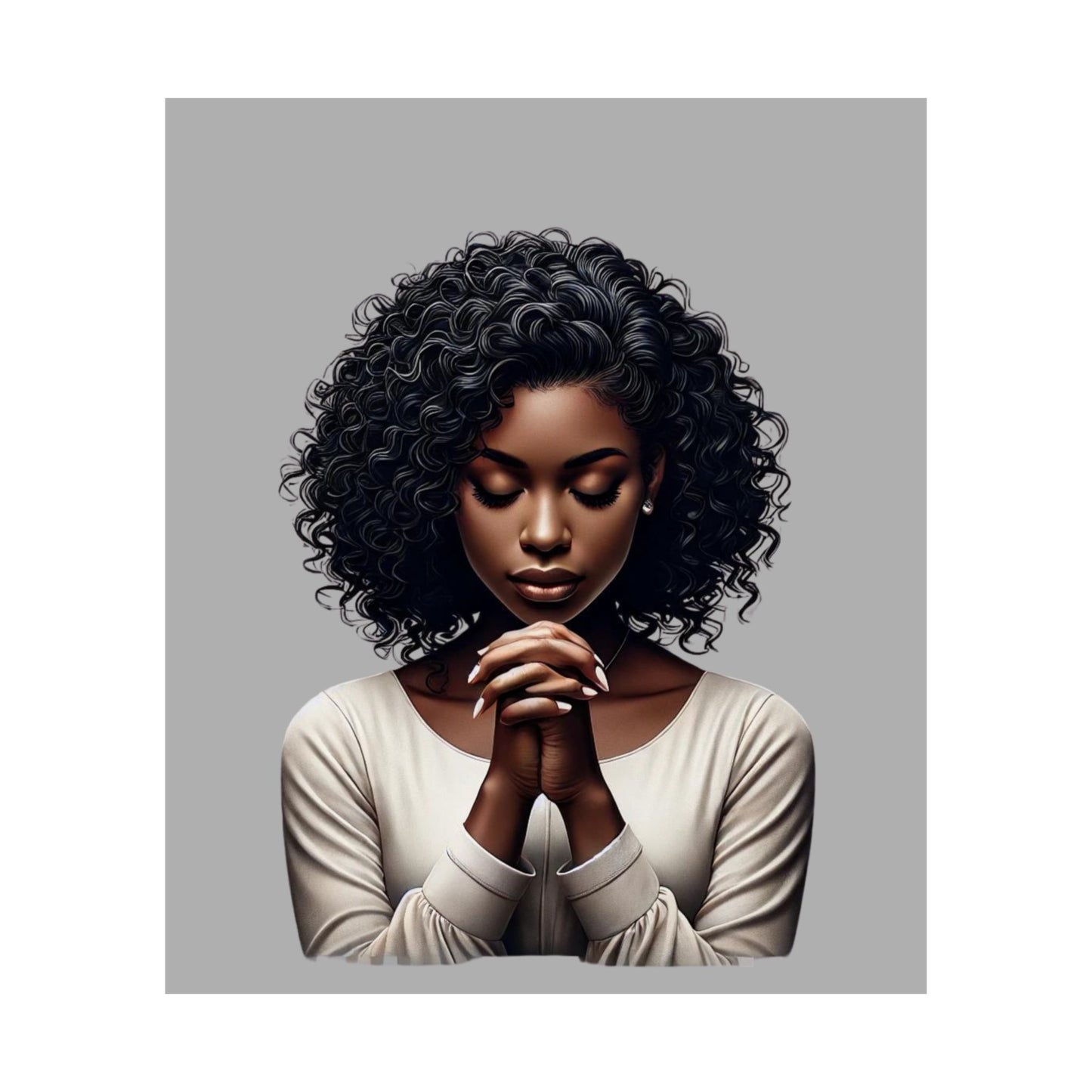 Vertical Posters - Melanated Praying Woman Christian Faith Based Wall Art