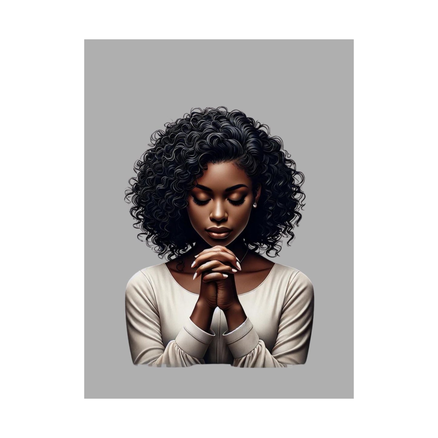 Vertical Posters - Melanated Praying Woman Christian Faith Based Wall Art