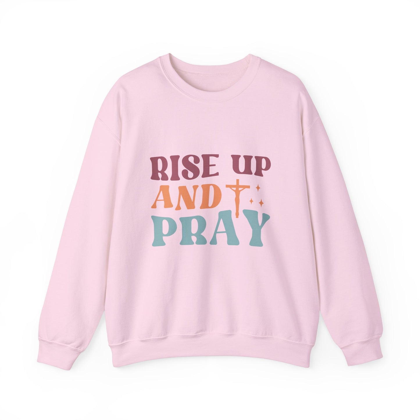 Crewneck Sweatshirt with Rise Up and Pray Quote