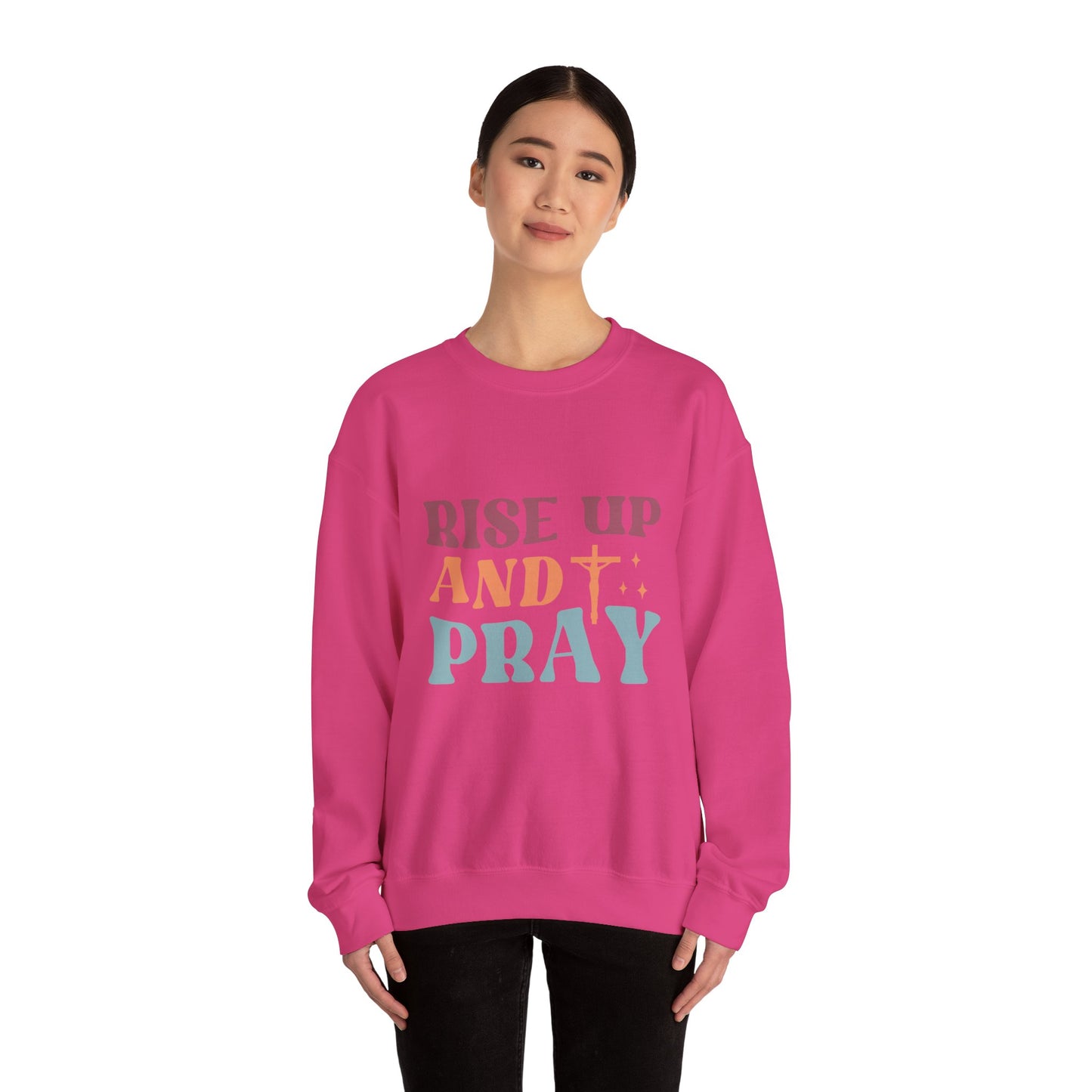 Crewneck Sweatshirt with Rise Up and Pray Quote